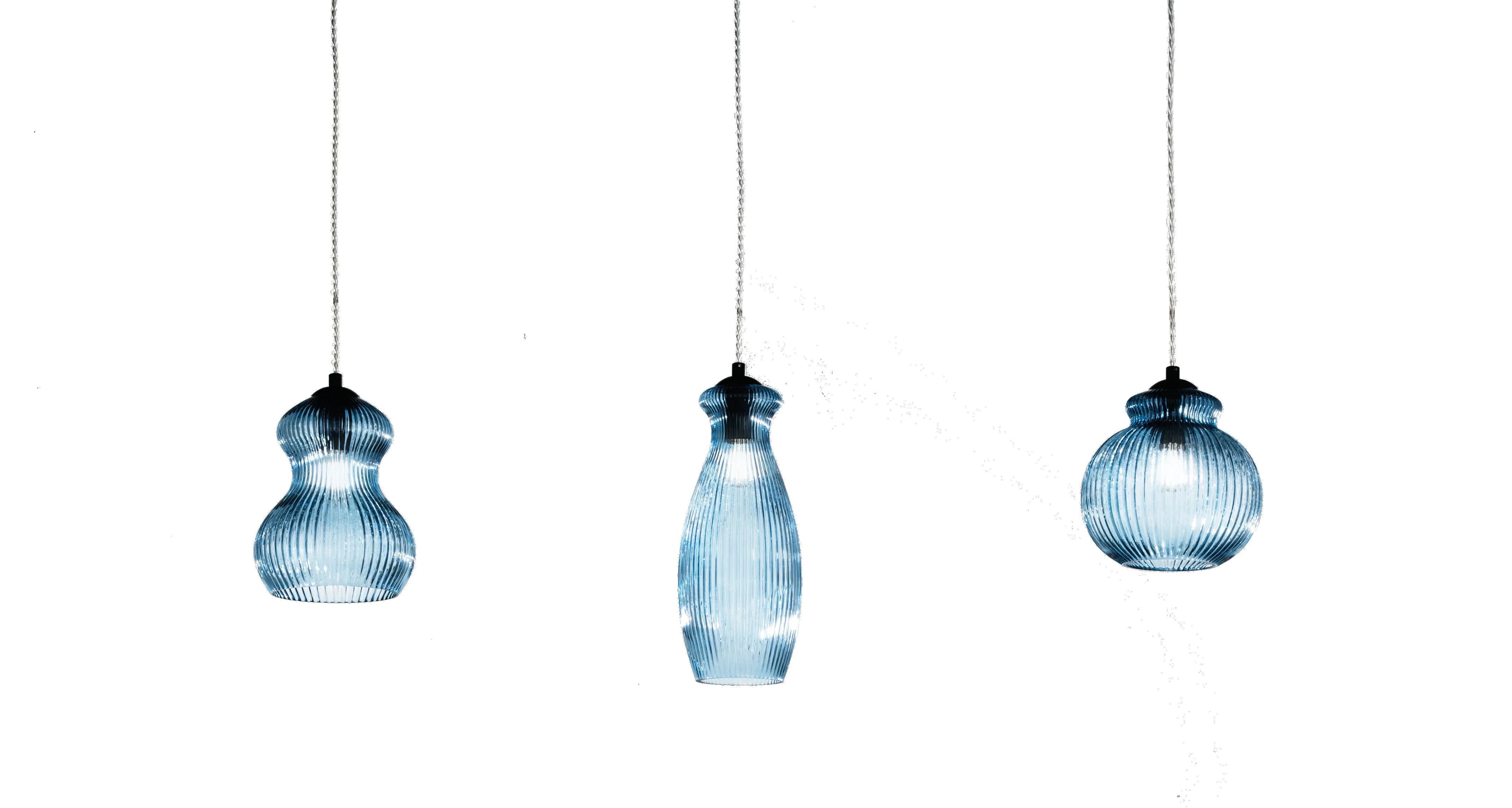 Lampada a sospensione Ramo, vetri ottanio - Lumiavera
