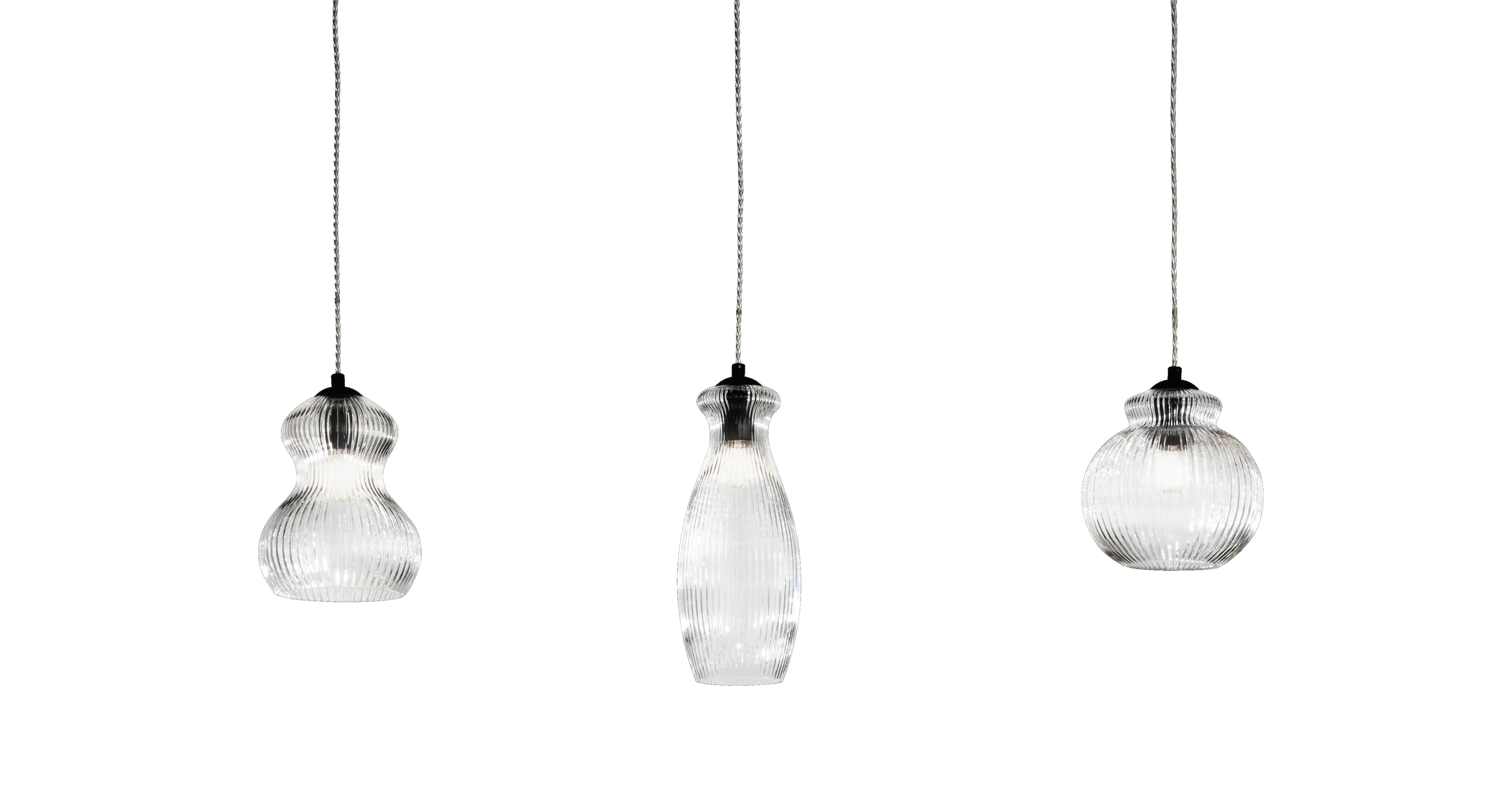 Lampada a sospensione Ramo, vetri trasparenti - Lumiavera