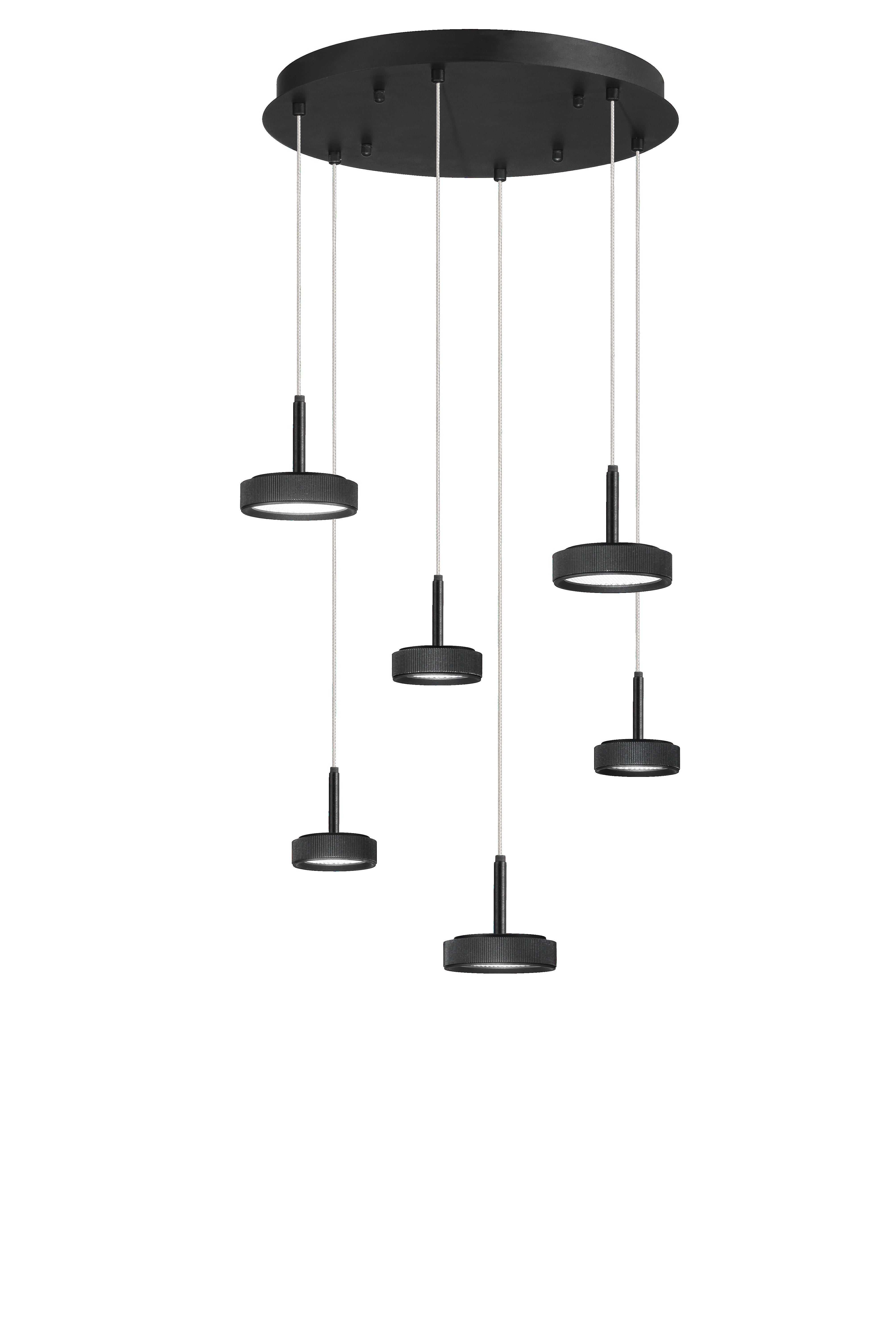 Lampada a sospensione Mareva a 6 luci, colore nero - Lumiavera