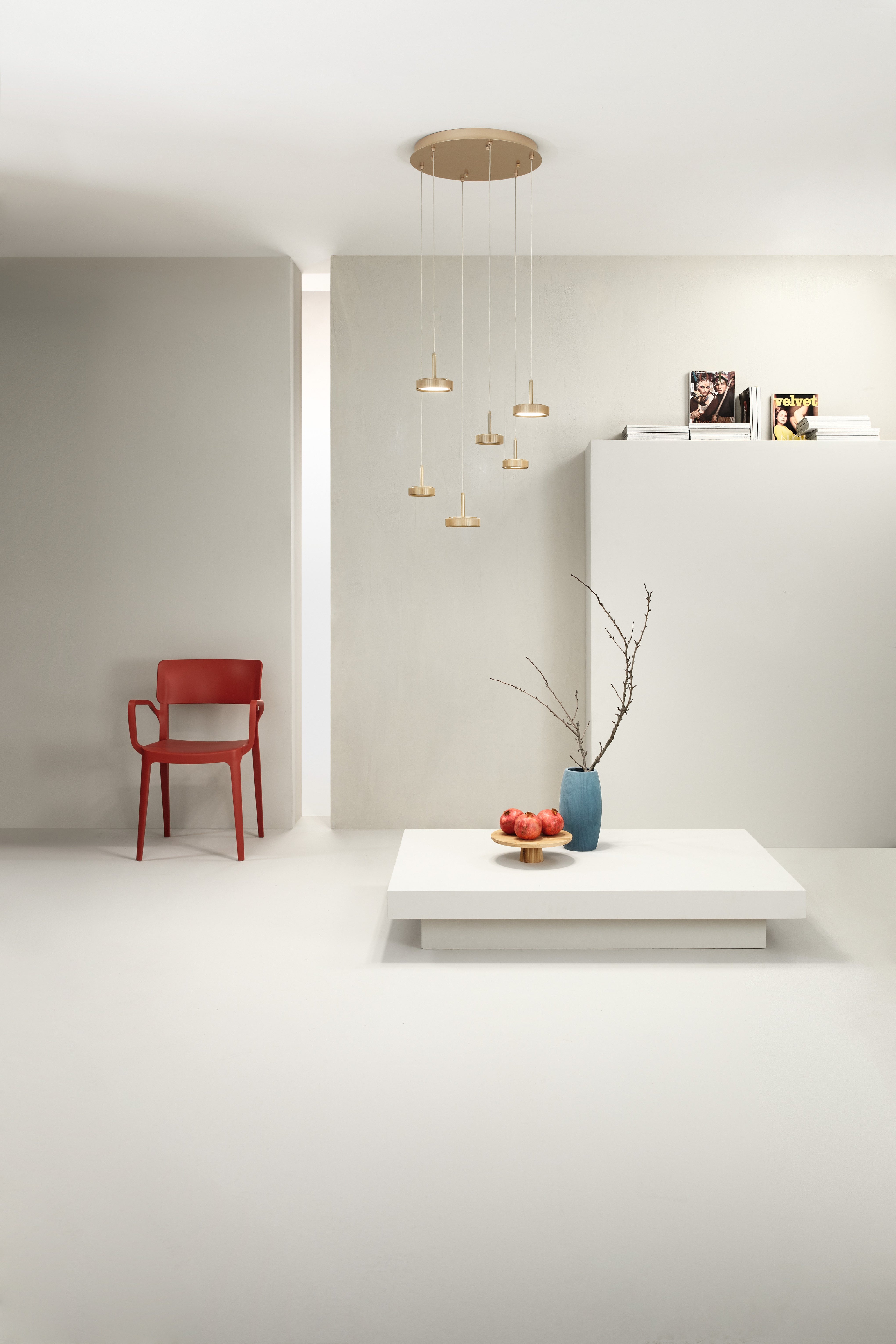 Lampada a sospensione Mareva a 6 luci, colore oro - Lumiavera