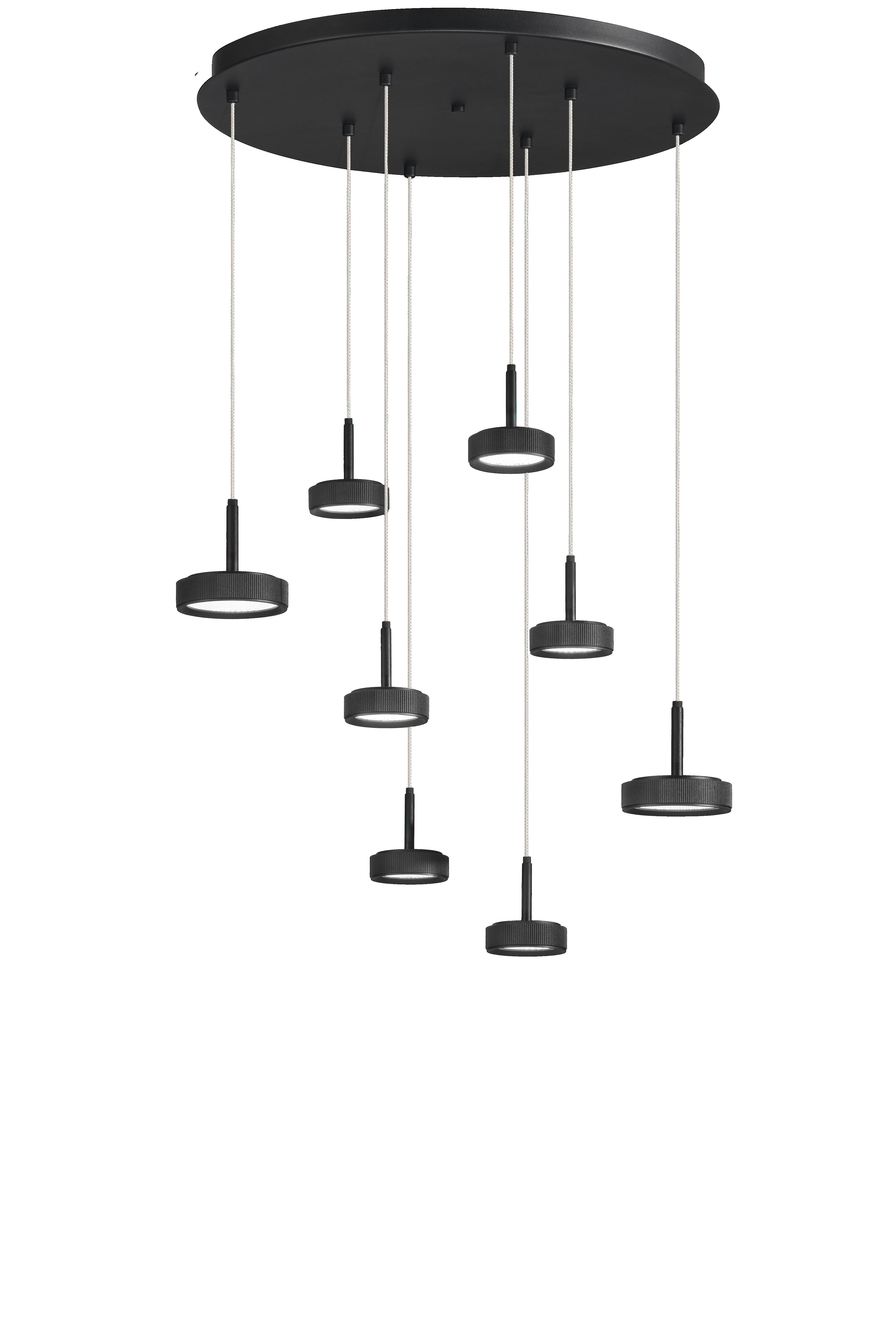 Lampada a sospensione Mareva a 8 luci, colore nero - Lumiavera