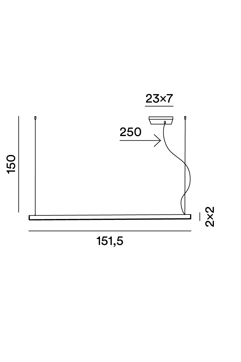 Lampada a sospensione Felicita, schema dimensioni, vista 2 - Lumiavera