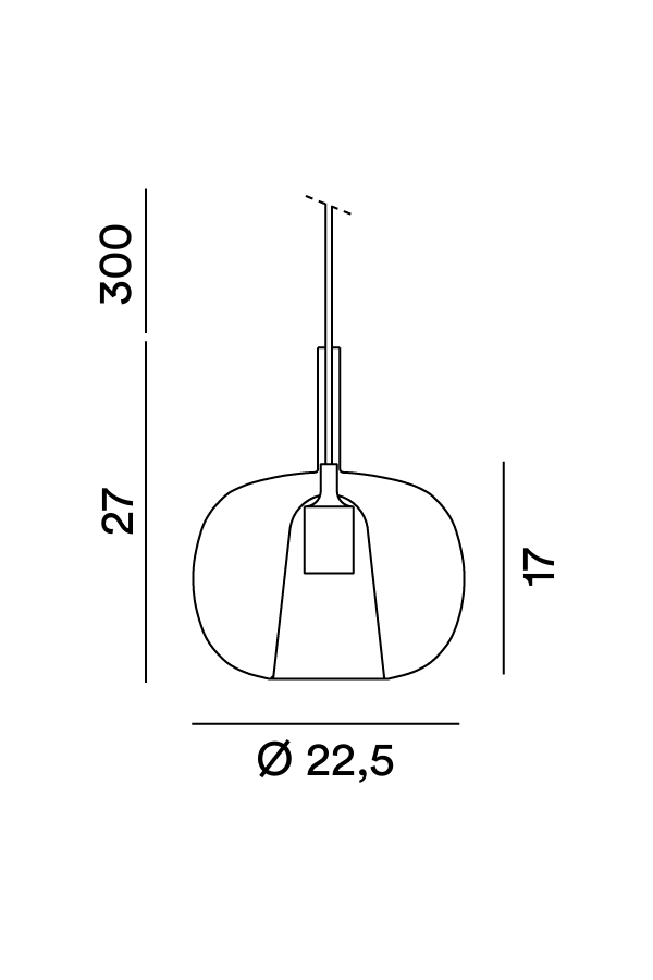 Lampada a sospensione Sabbia, schema dimensioni - Lumiavera