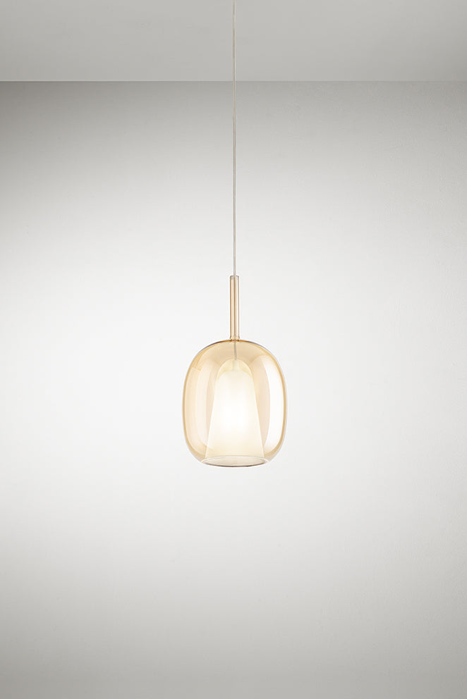 Lampada a sospensione Sabbia colore ambra, vista 3 - Lumiavera
