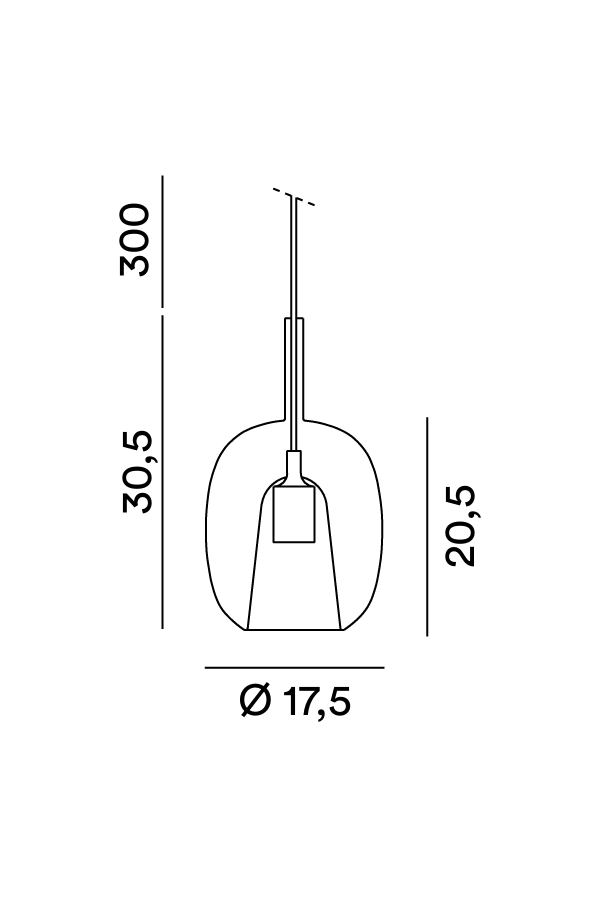 Lampada a sospensione Sabbia, schema dimensioni, vista 3 - Lumiavera