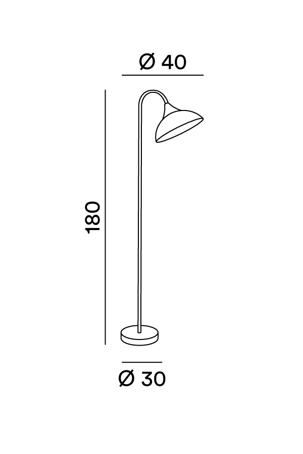 Lampada da terra Fiore, schema dimensioni - Lumiavera