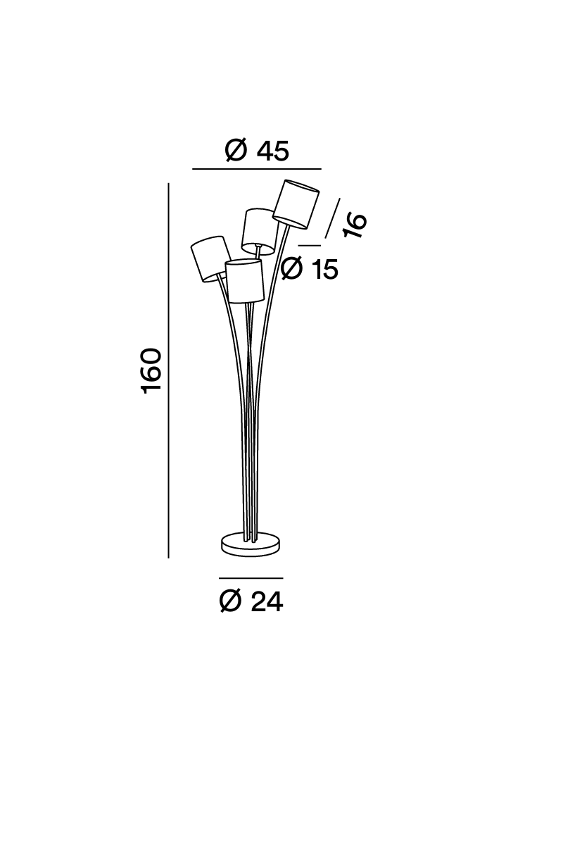 Lampada da terra Laila, schema dimensioni - Lumiavera