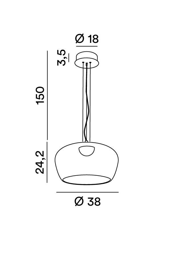 Lampada a sospensione Lira, schema dimensioni - Lumiavera