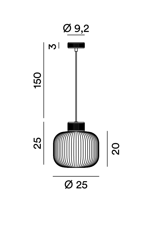 Lampada a sospensione Mira, schema dimensioni - Lumiavera