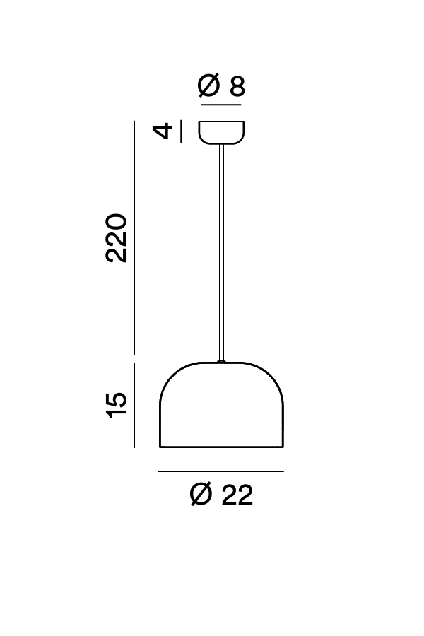 Lampada a sospensione Rosa, schema dimensioni - Lumiavera