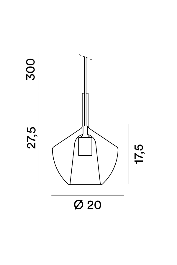 Lampada a sospensione Sabbia, schema dimensioni, vista 2 - Lumiavera
